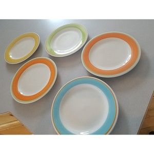 Laurie Gates Capri Dinner Plates Retired 12" (Orange Blue Yellow Green) Set Of 5